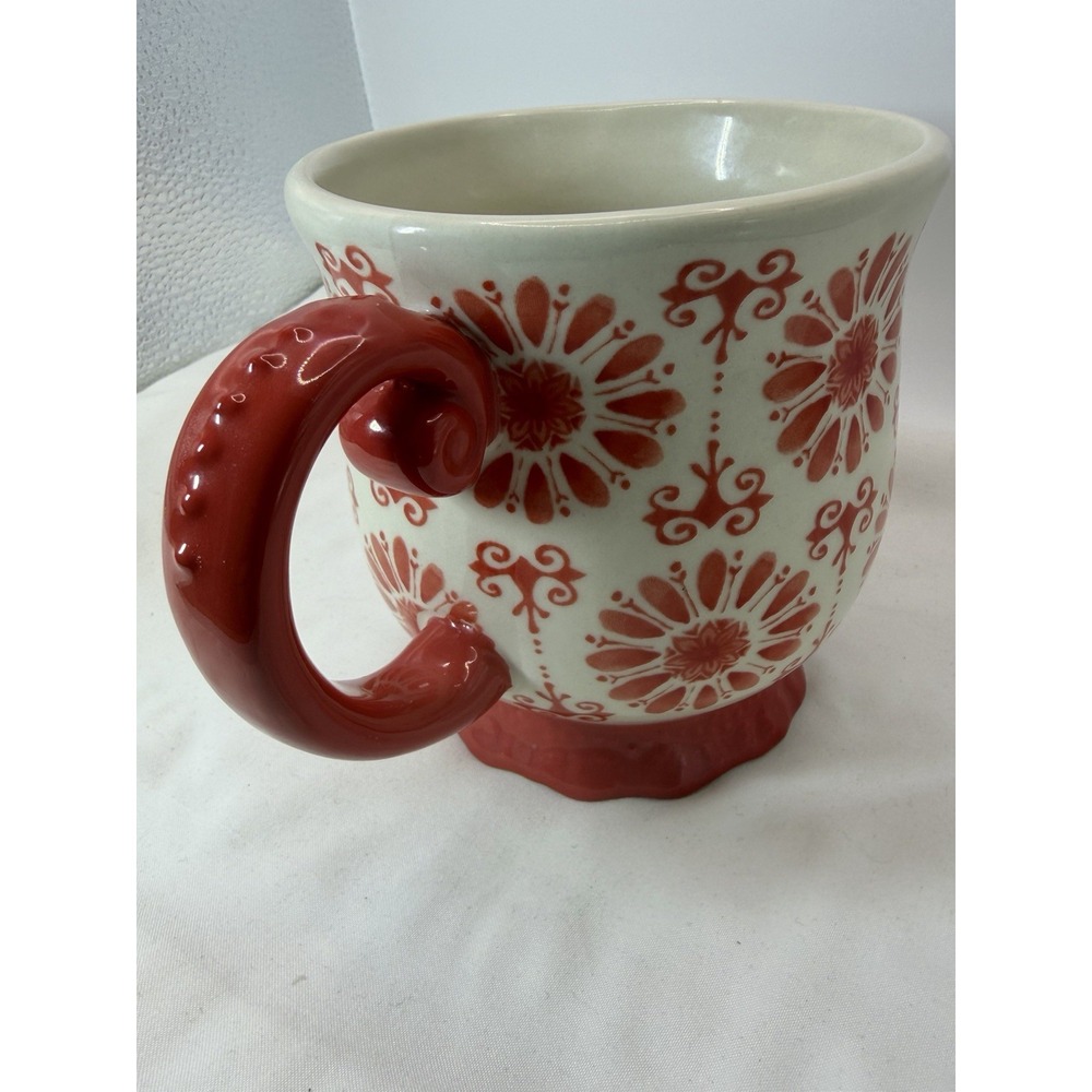 Pioneer Woman Mug Red Floral Burst Oversize Footed Stoneware CoffeeTea Cup 19oz - Picture 5 of 7